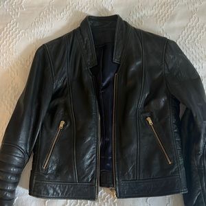 JCrew black leather jacket, Size 6